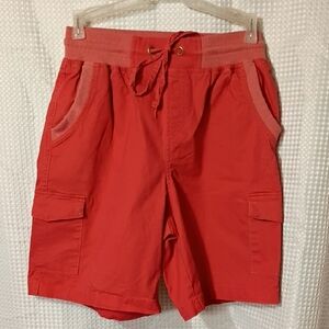 Casual Coral Cargo Drawstring Shorts for Women